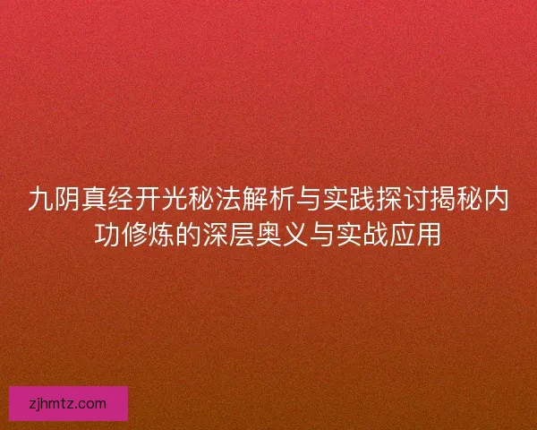 九阴真经开光秘法解析与实践探讨揭秘内功修炼的深层奥义与实战应用
