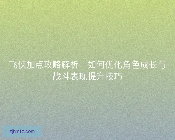 飞侠加点攻略解析：如何优化角色成长与战斗表现提升技巧