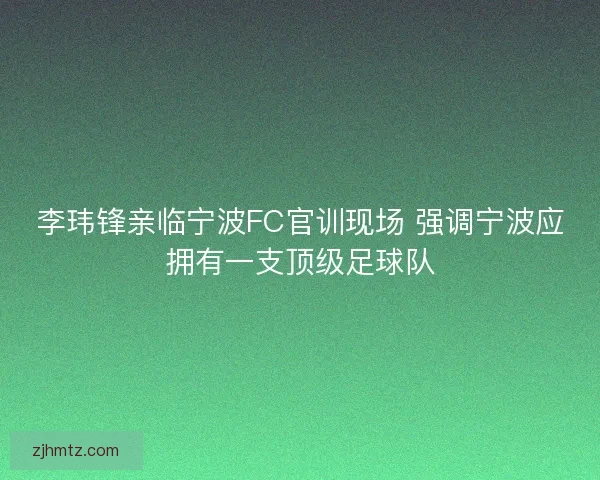 李玮锋亲临宁波FC官训现场 强调宁波应拥有一支顶级足球队 李玮锋亲临宁波FC官训现场 强调宁波应拥有一支顶级足球队