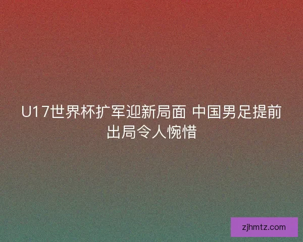 U17世界杯扩军迎新局面 中国男足提前出局令人惋惜